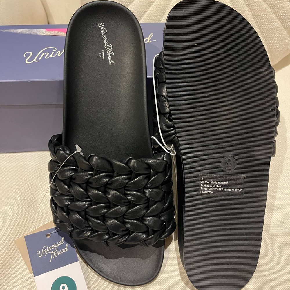 Universal Thread Black Braided Slide Sandals